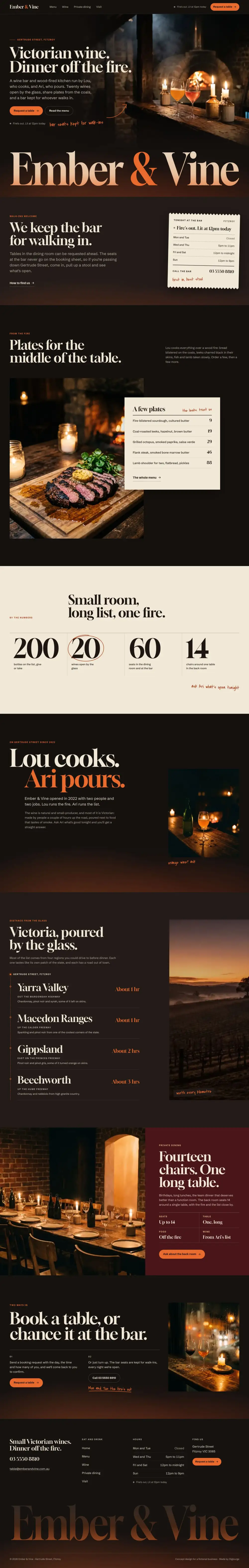 The full Ember & Vine concept home page on a desktop screen
