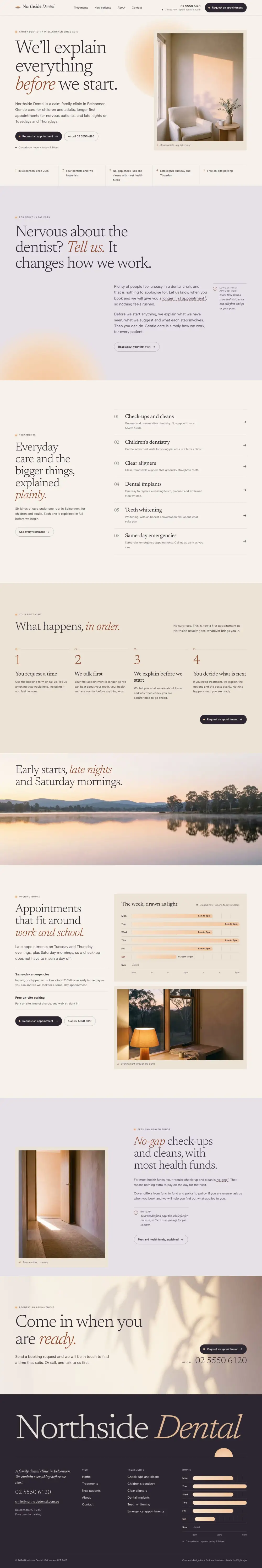 The full Northside Dental concept home page on a desktop screen