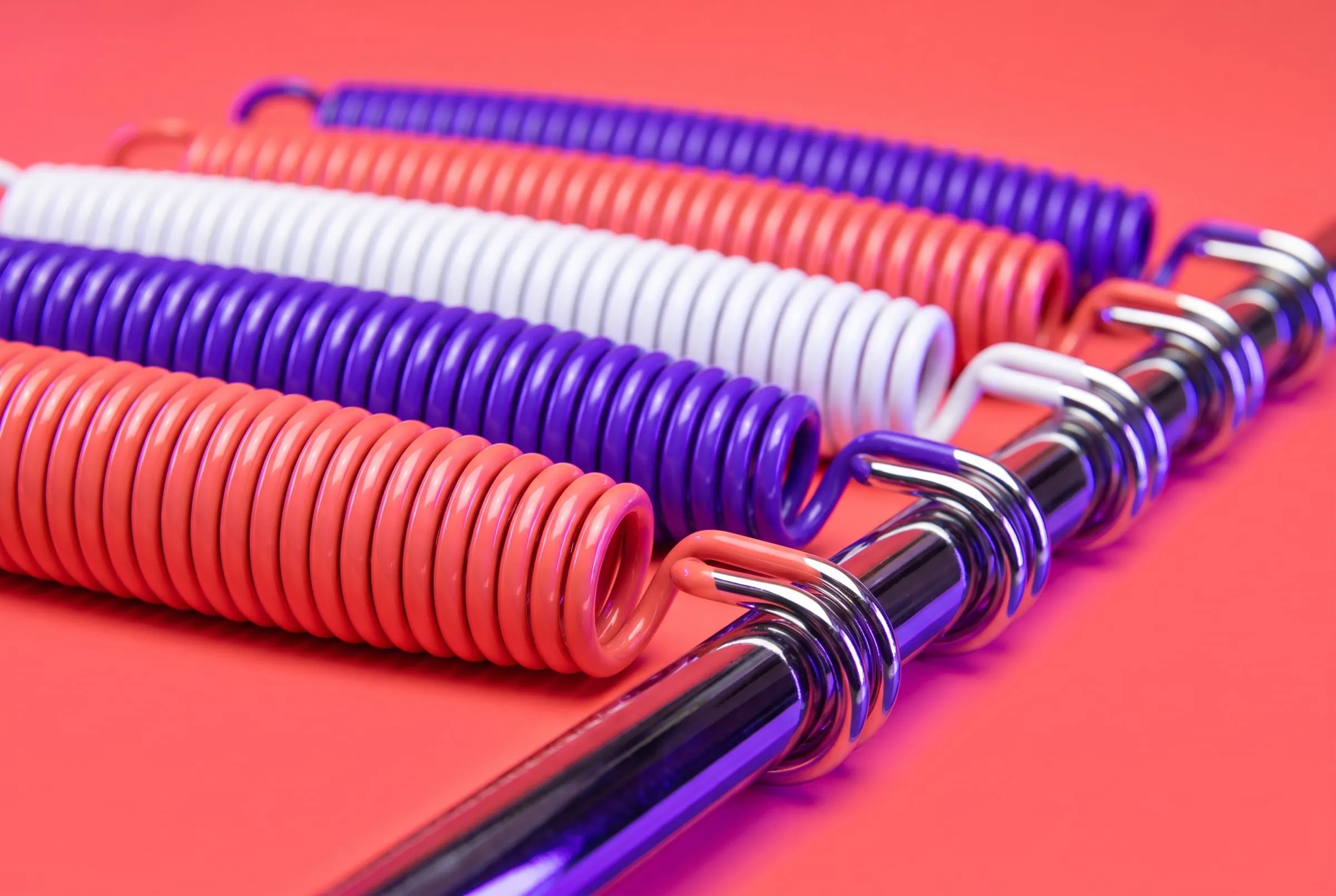 Coral, violet and white reformer springs